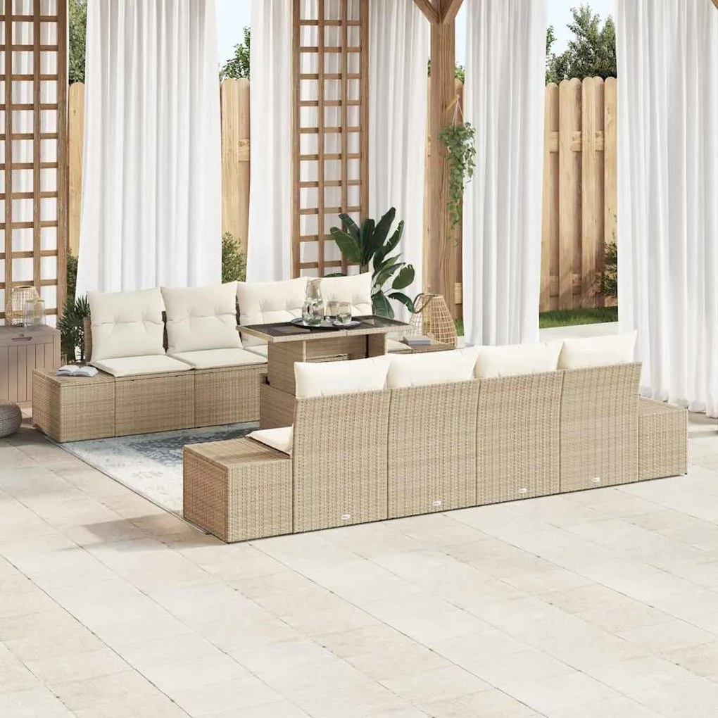 vidaXL Σετ Καναπέ Κήπου 7 pcs μπεζ και κρεμ 100 x 55 x 73 εκ