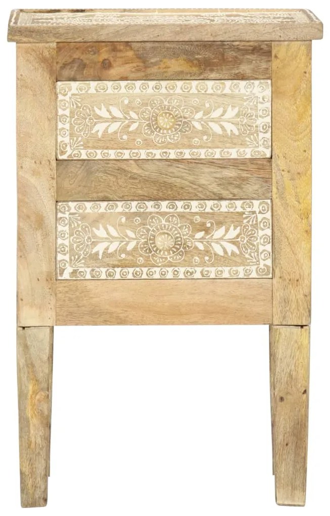 vidaXL Κομοδίνο με Χειροπ. Λεπτομέρειες 40x30x60 εκ. Μασίφ Ξύλο Μάνγκο