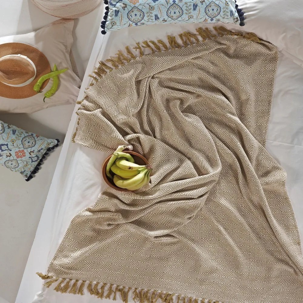 Κουβέρτα Demi 09 Ochre Kentia Υπέρδιπλo 220x240cm 100% Βαμβάκι