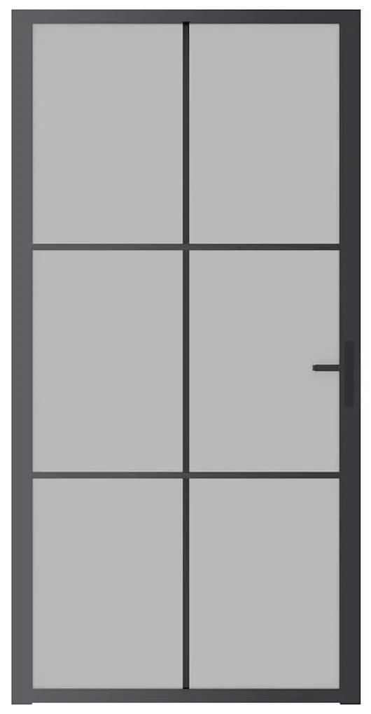 vidaXL Εσωτερική Πόρτα 102,5x201,5 εκ. Μαύρο Ματ Γυαλί και Αλουμίνιο