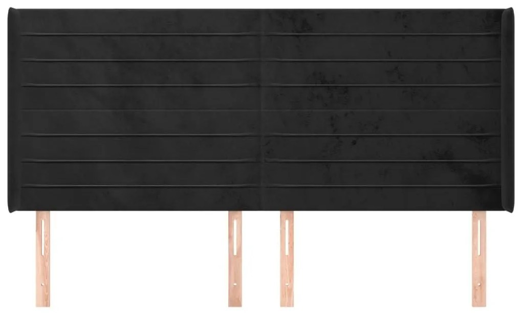 Κεφαλάρι με Πτερύγια Μαύρο 183x16x118/128 εκ. Βελούδινο - Μαύρο