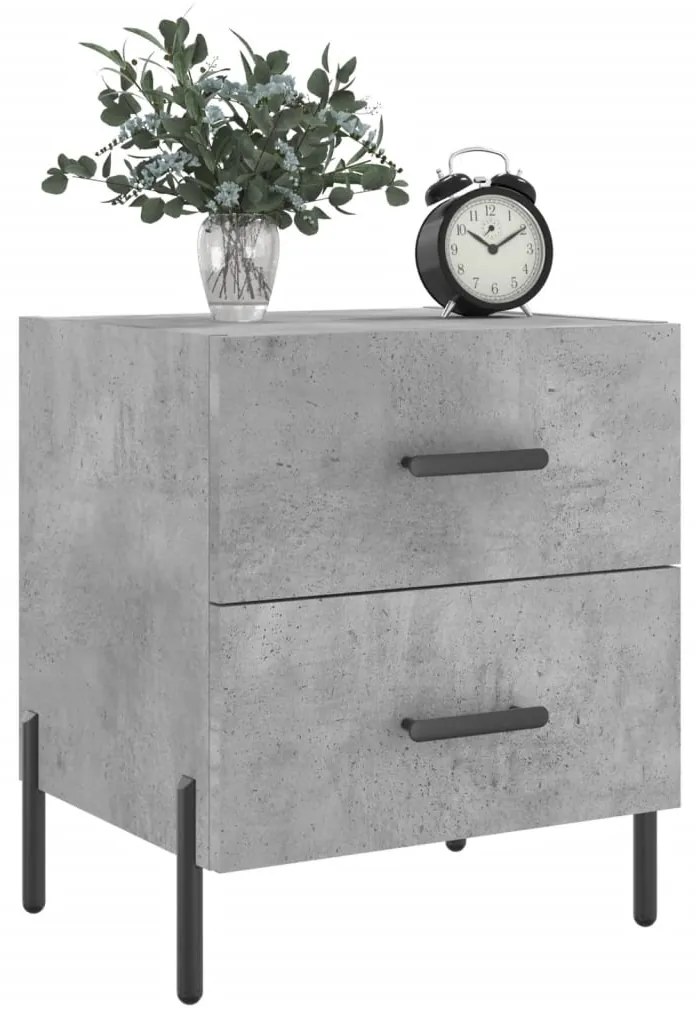 vidaXL Κομοδίνα 2 τεμ. Γκρι Σκυροδεμ. 40 x 35 x 47,5 εκ. Επεξεργ. Ξύλο