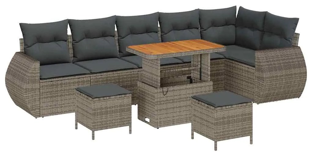 vidaXL Σετ Καναπέ Κήπου με μαξιλάρι 9 pcs Γκρι 90 x 55 x 71 cm