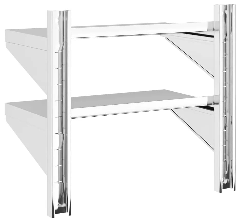 Ράφι Τοίχου 2 Επιπ. Ασημί 50x30x48 εκ. Ανοξείδωτο Ατσάλι - Ασήμι