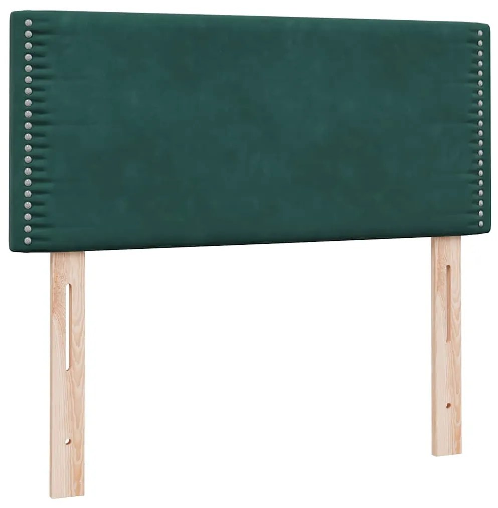 vidaXL Κρεβάτι Boxspring με Στρώμα Σκούρο Πράσινο 100x210εκ. Βελούδινο