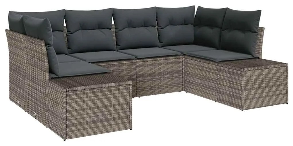 vidaXL Σετ Καναπέ Κήπου με μαξιλάρι 6 pcs Γκρι Πολυ ράταν