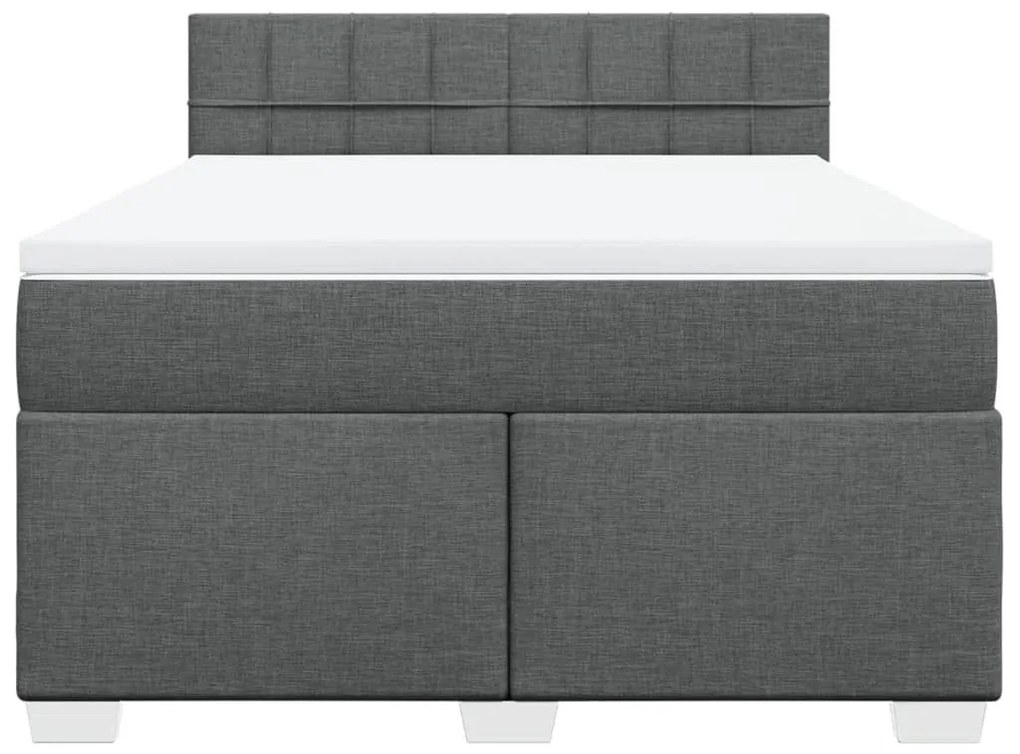 Κρεβάτι Boxspring με Στρώμα Σκούρο Γκρι 160x200 εκ Υφασμάτινο - Γκρι