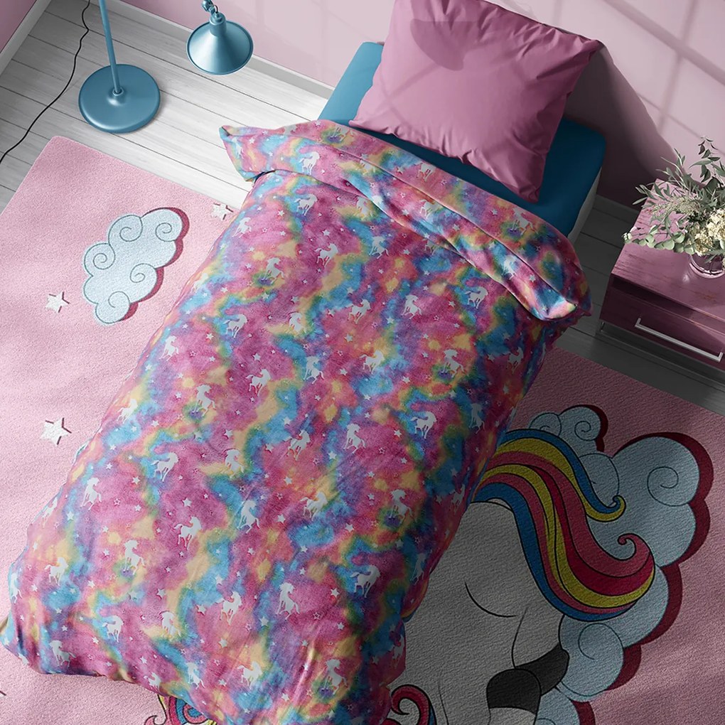 Φωσφοριζέ Κουβέρτα Fleece Μονή (160x220) Dimcol Unicorn