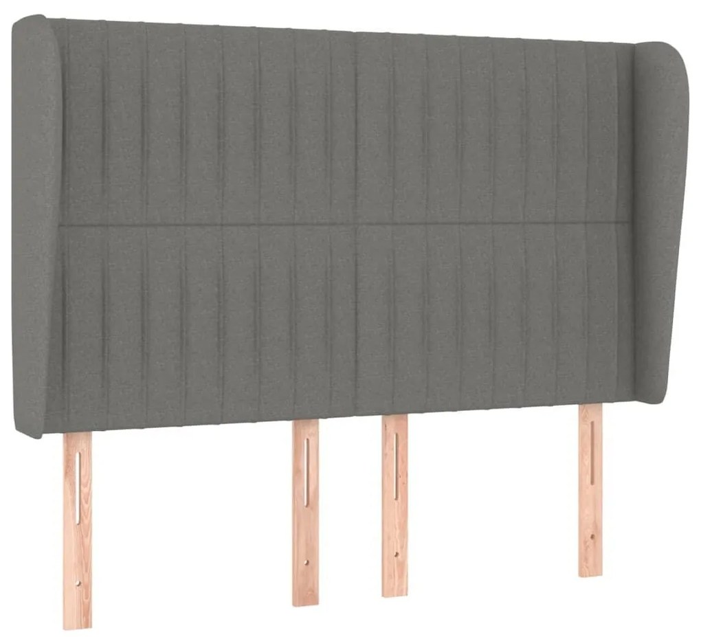 Κεφαλάρι με Πτερύγια Σκούρο Γκρι 147x23x118/128 εκ. Υφασμάτινο - Γκρι