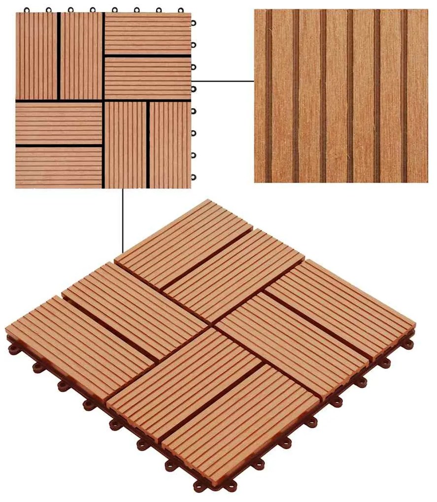 vidaXL Πλακάκια Deck 11 τεμ. Χρώμα Teak 30 x 30 εκ. 1 μ² από WPC