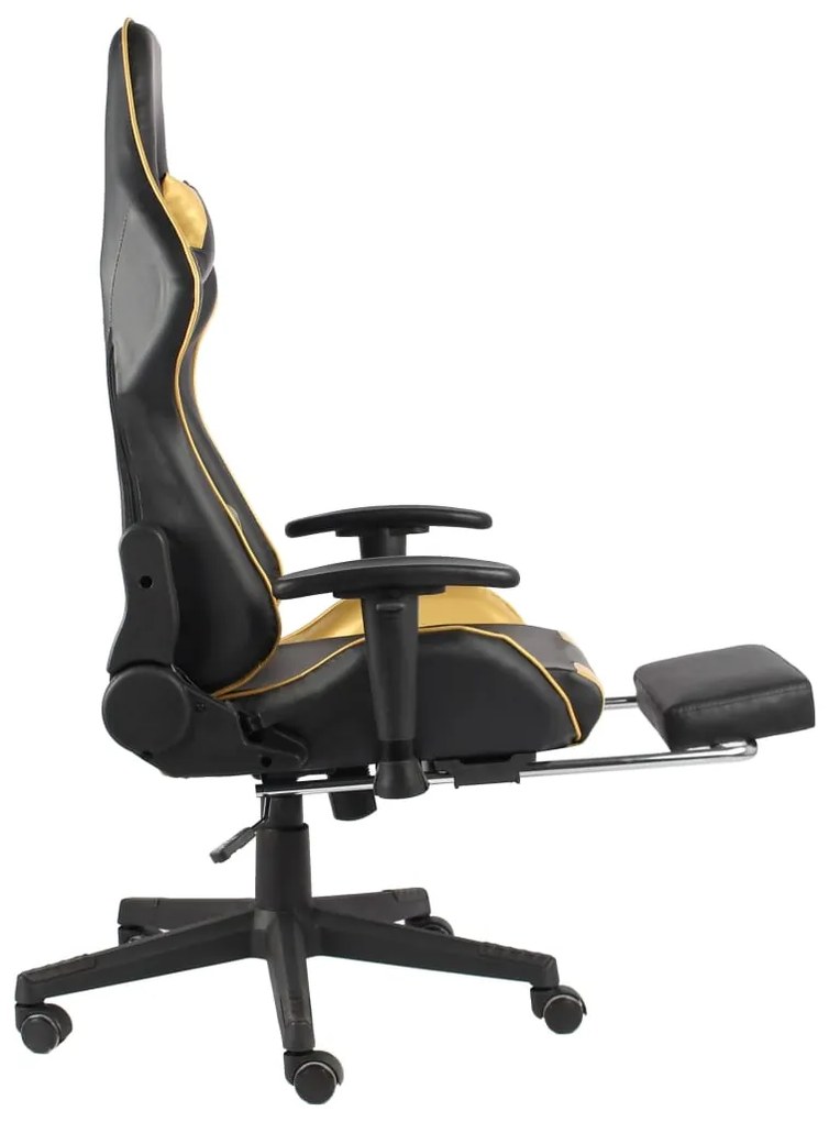 vidaXL Καρέκλα Gaming Περιστρεφόμενη με Υποπόδιο Χρυσή PVC