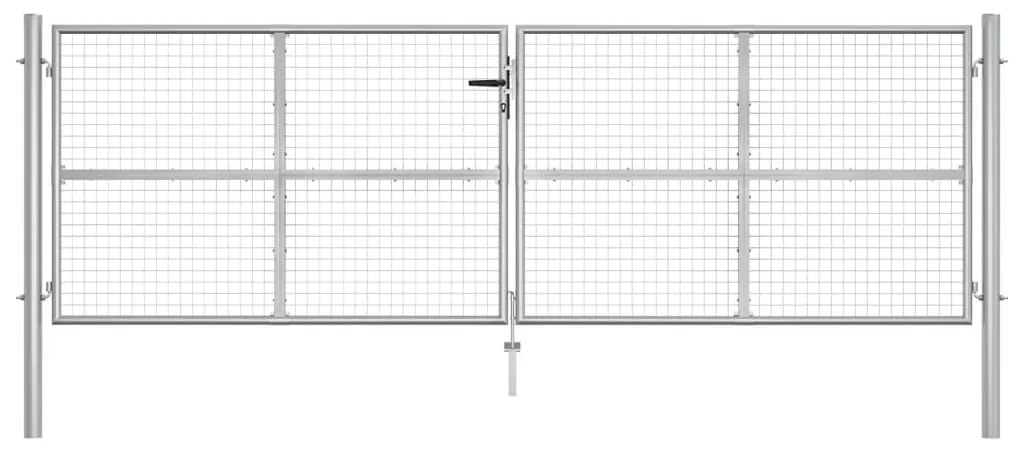 vidaXL Πόρτα Περίφραξης Ασημί 415 x 175 εκ. από Γαλβανισμένο Χάλυβα