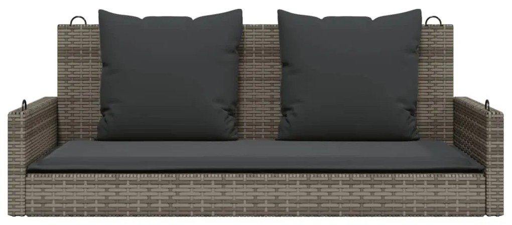 vidaXL Παγκάκι Κουνιστό Γκρι 119x56x48εκ. Συνθετικό Ρατάν με Μαξιλάρια