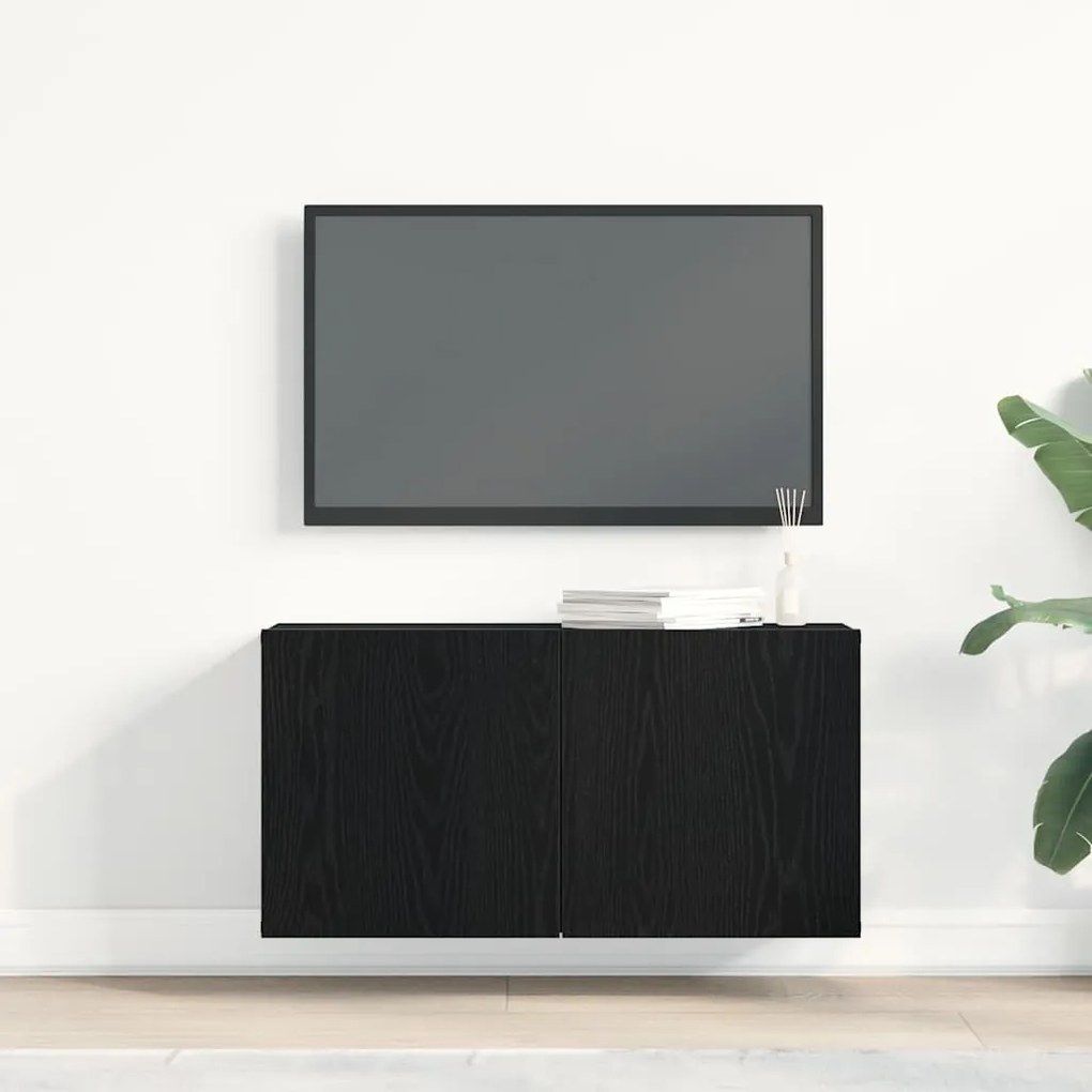 vidaXL Έπιπλο Τηλεόρασης Μαύρο Δρυς 80x30x41 εκ. από Τεχνητό Ξύλο