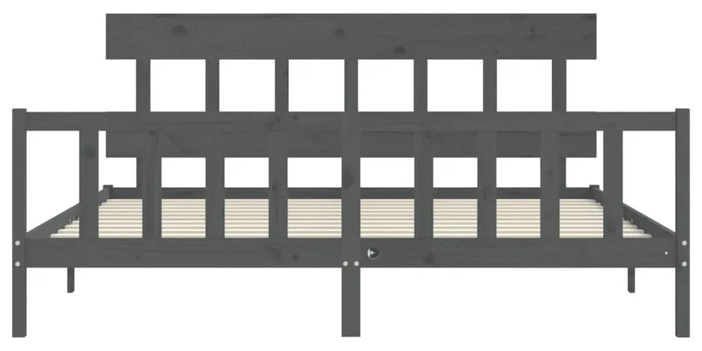 vidaXL Πλαίσιο Κρεβατιού με Κεφαλάρι Γκρι 200x200 εκ. Μασίφ Ξύλο