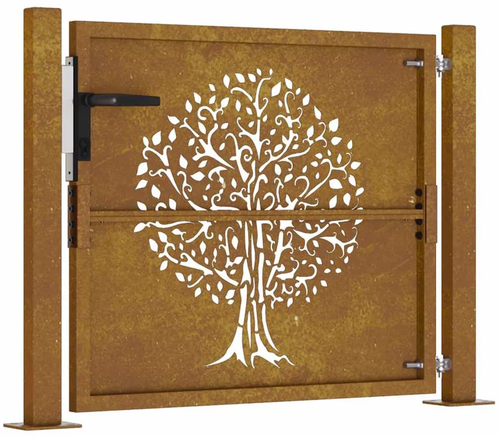 vidaXL Πόρτα Κήπου με Σχέδιο Δέντρου από Ατσάλι Corten 100x75 εκ.