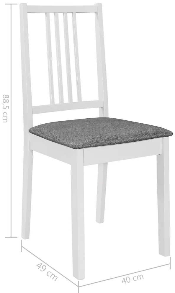 vidaXL Καρέκλες Τραπεζαρίας με Μαξιλάρια 4 τεμ. Λευκές από Μασίφ Ξύλο