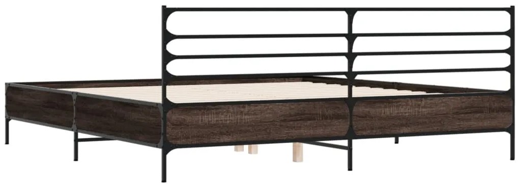 vidaXL Πλαίσιο Κρεβατιού Καφέ Δρυς 180x200 εκ. Επεξ. Ξύλο &amp; Μέταλλο