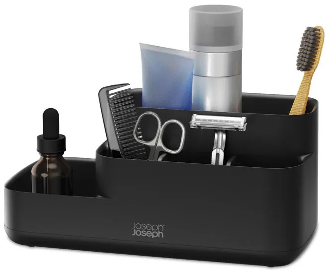 Οργανωτής μπάνιου Joseph Joseph EasyStore 70600, 24,9x12 cm, Αντιολισθητική βάση, χωρίς BPA, Μαύρο