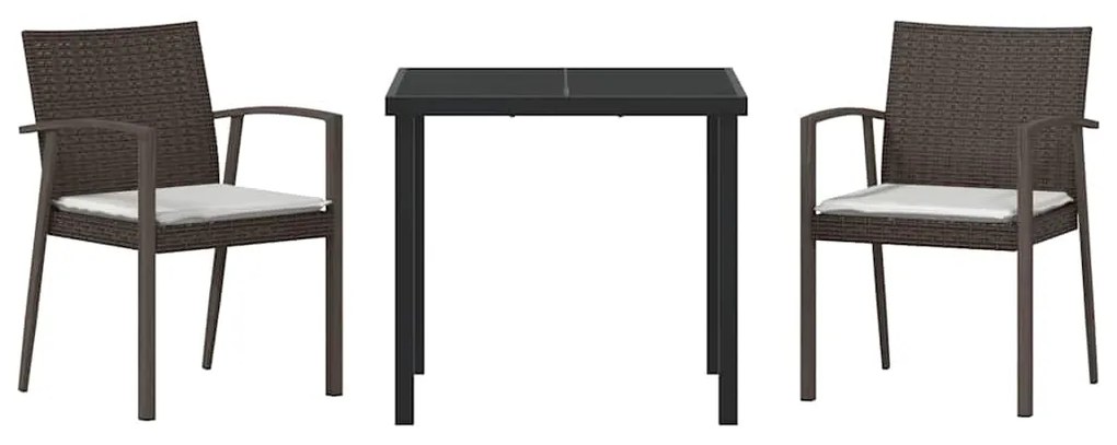 vidaXL Σέτ φαγητού για κήπο 3 pcs Καφέ και Μαύρο Ράτα PE