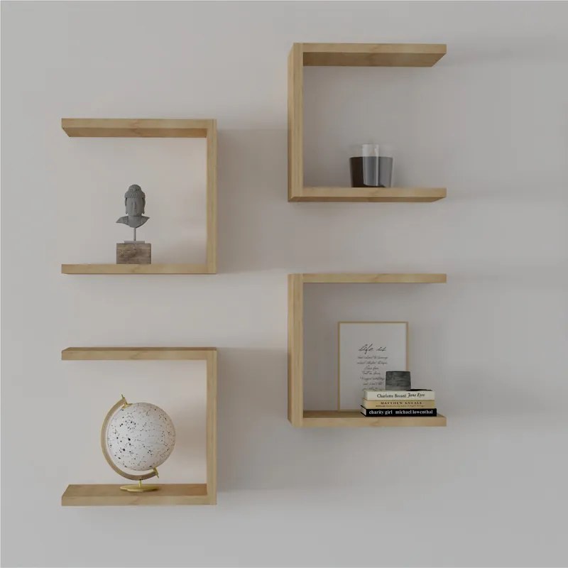 Ραφιέρα τοίχου Perari pakoworld 4τεμ.σε oak απόχρωση 30x19.6x30εκ (1 τεμάχια)