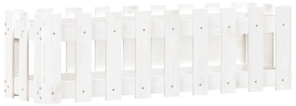 Ζαρντινιέρα Υπερυψωμένη Σχ Φράχτη Λευκή 100x30x30εκ Μασίφ Πεύκο - Λευκό