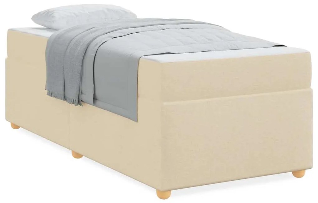 vidaXL Σκελετός Κρεβατιού με στρώμα Κρεμ 90 x 200 cm ύφασμα