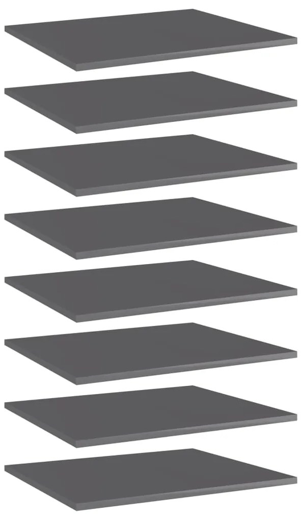 vidaXL Ράφια Βιβλιοθήκης 8 τεμ. Γυαλ. Γκρι 60x50x1,5 εκ. Επεξ. Ξύλο