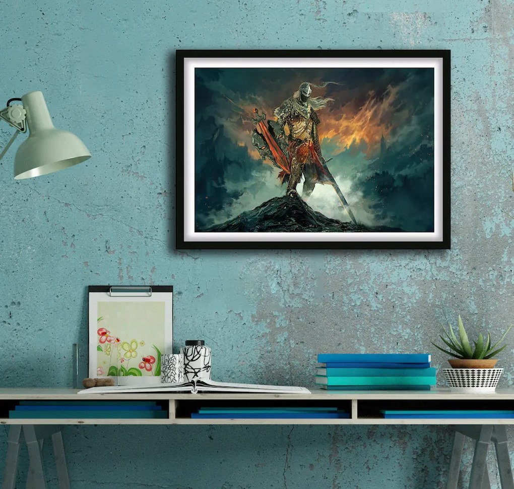 Πόστερ &amp; Κάδρο Darksouls GM013 30x40cm Μαύρο Ξύλινο Κάδρο (με πόστερ)