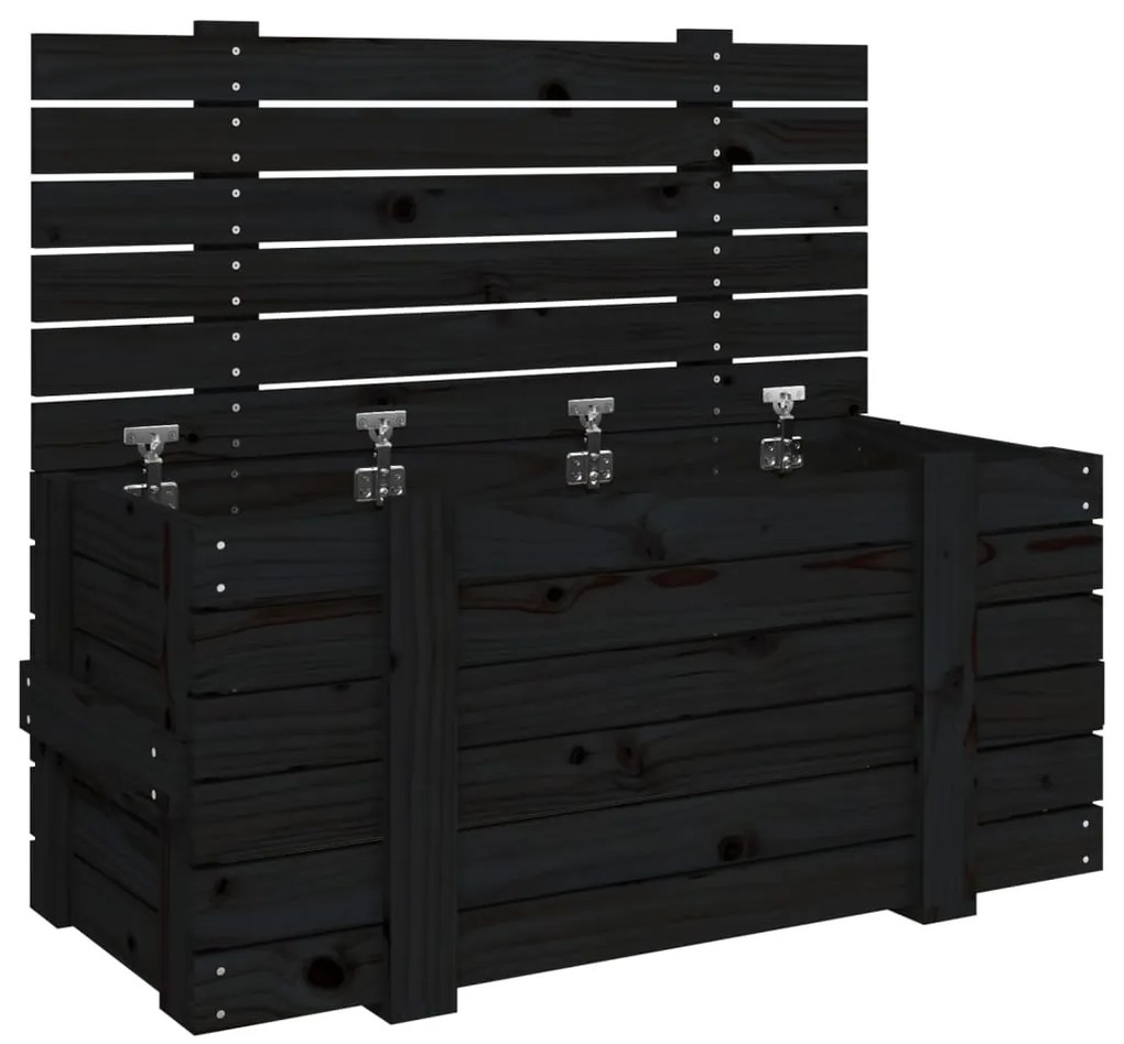 vidaXL Κουτί Αποθήκευσης Μαύρα 91x40,5x42 εκ. Μασίφ Ξύλο Πεύκου