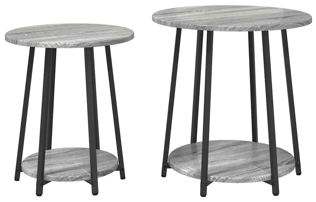 vidaXL Σετ βοηθητικά τραπεζάκια με ράφι 2 pcs Γκρι σονόμα και Μαύρο