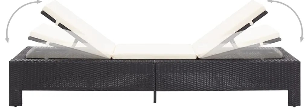 vidaXL Ξαπλώστρα Μαύρη από Συνθετικό Ρατάν με Μαξιλάρι