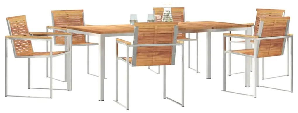 vidaXL Σέτ φαγητού για κήπο 7 pcs Συμπαγές Ξύλο Τικ