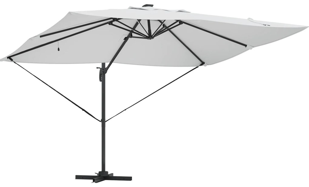 vidaXL Ομπρέλα με Βραχίονα με LED Μπεζ 352x251x265 εκ. Αλουμίνιο