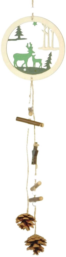 Χριστουγεννιάτικο Στολίδι Ξύλινη Μπάλα με Παράσταση 4760a