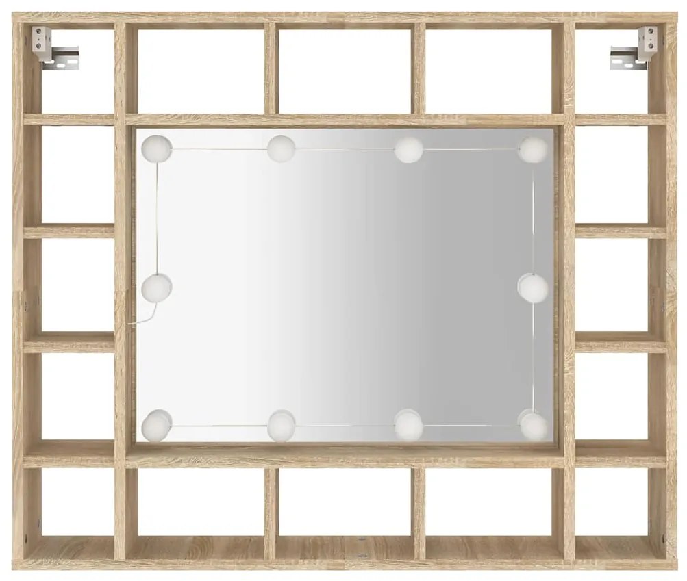 vidaXL Έπιπλο Καθρέπτη με LED Sonoma Δρυς 91 x 15 x 76,5 εκ.