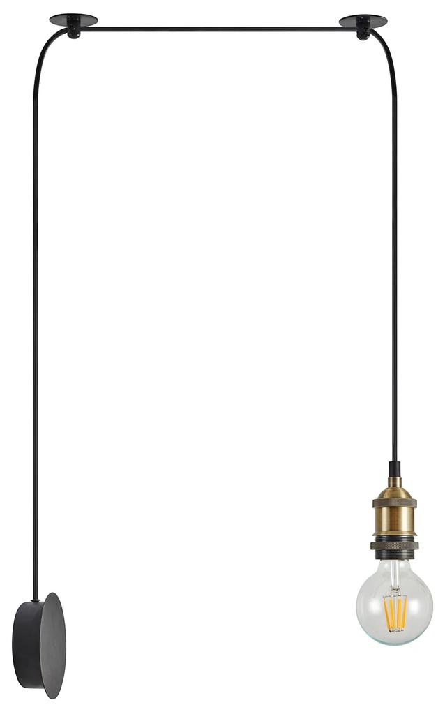 Φωτιστικό Τοίχου - Απλίκα SE21-BR-10-BL1W MAGNUM Bronze Metal Wall Lamp with Black Fabric Cable+ - Μέταλλο - 77-8883