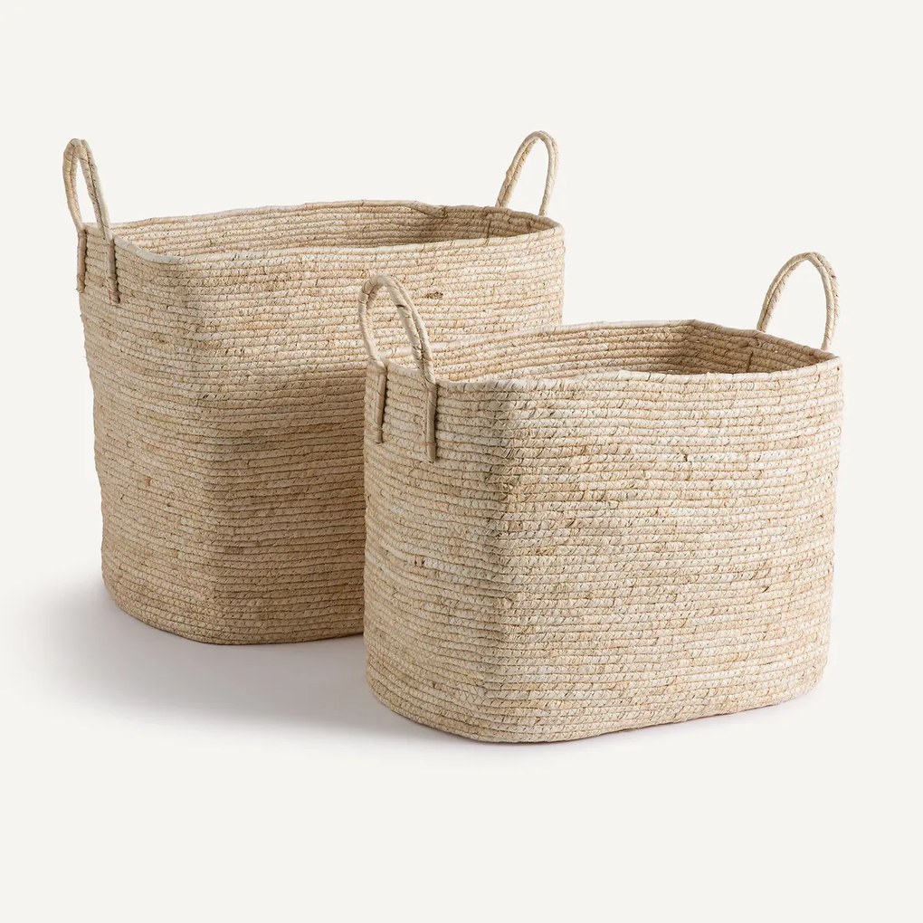 Σετ 2 πλεκτά καλάθια από σχοινί καλαμποκιού, Aiocha