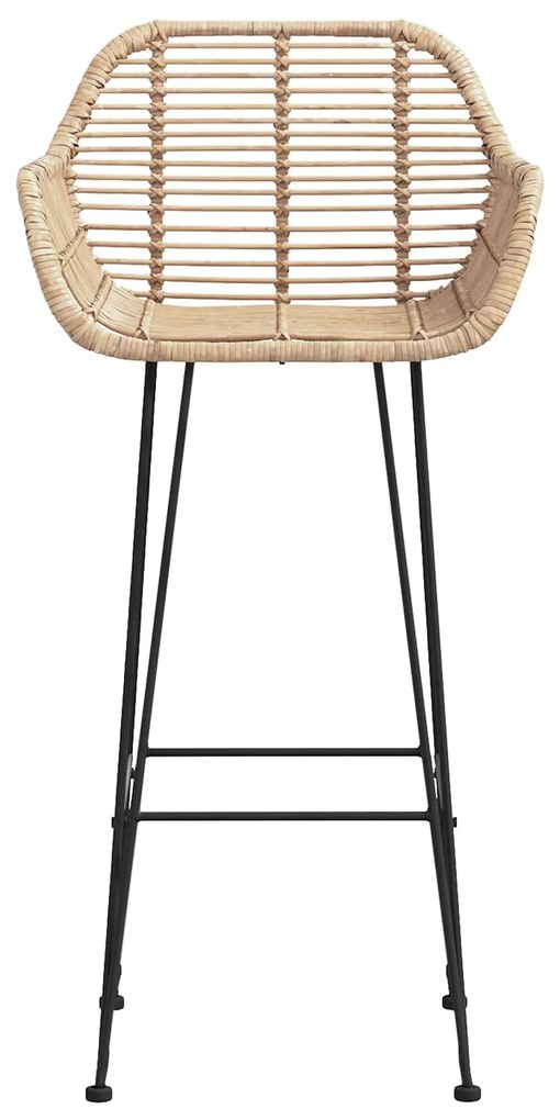 vidaXL Καρέκλα Μπαρ 2 pcs Φυσικό 55 x 52 x 105 εκ Καλάμι και Σίδερο