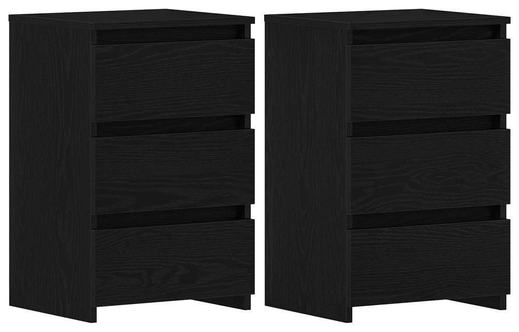 vidaXL Κομοδίνα 2 τεμ Μαύρο Βαθύ 40x35x62,5 εκ Επεξεργασμένο Ξύλο