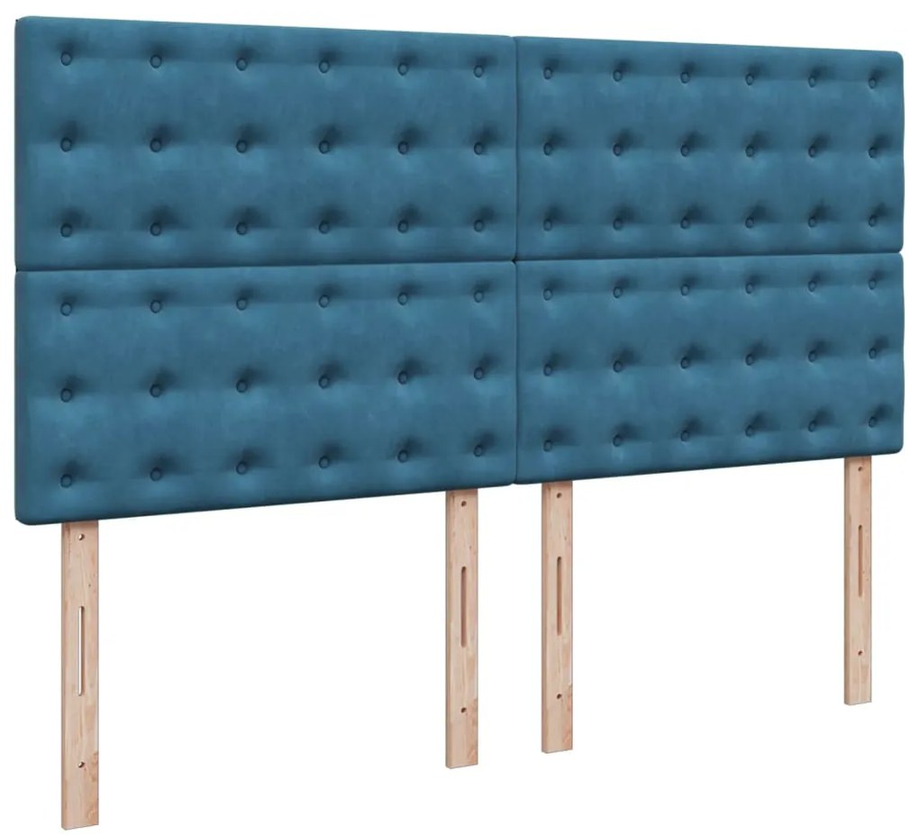 Κρεβάτι Boxspring με Στρώμα Μπλε 200x200 εκ. Βελούδινο - Μπλε