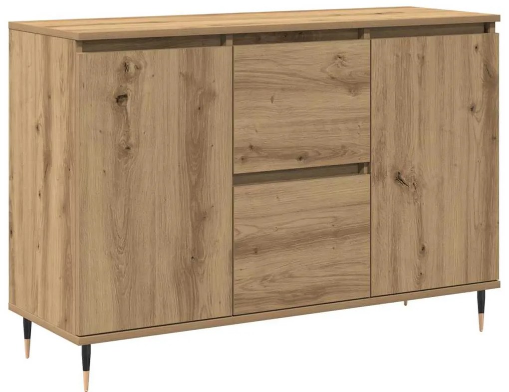 vidaXL Πλαϊνό γραφείο με συρτάρι artisan δρυς 101.5 x 35 x 70 εκ