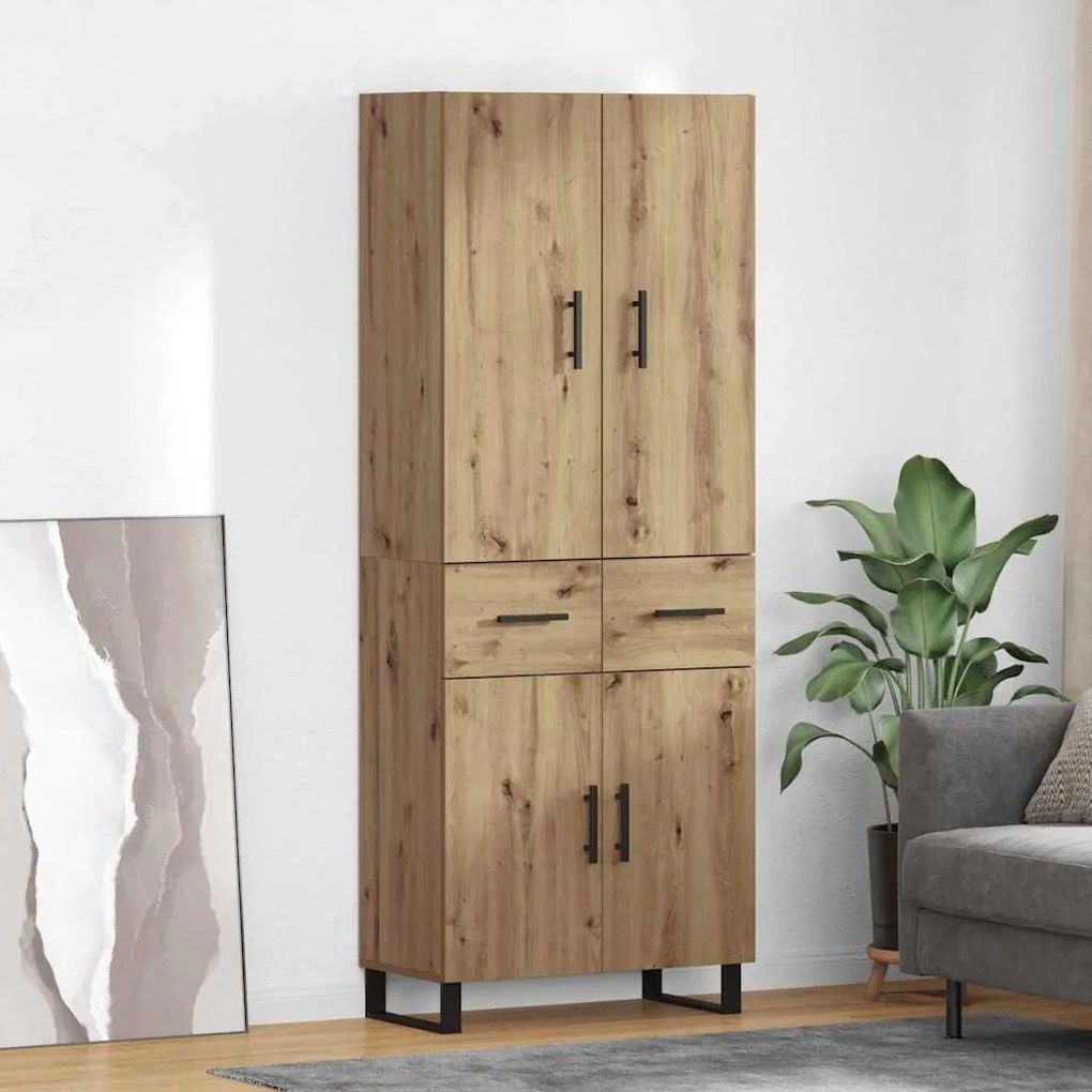 Highboard με συρτάρι 2 pcs Artisan Oak Σύνθετο Ξύλο και Γυαλί