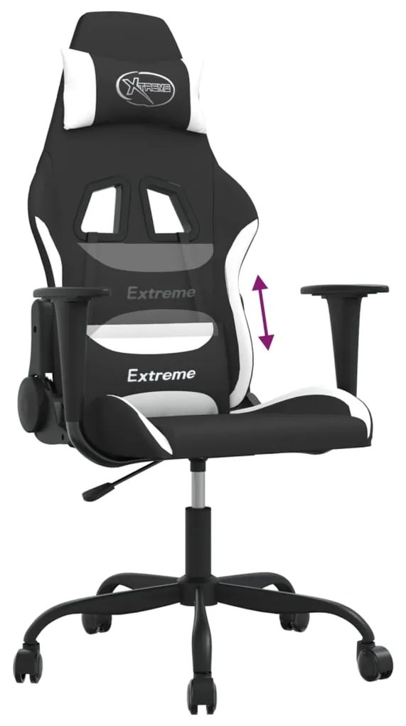vidaXL Καρέκλα Gaming Μαύρη και Λευκό Υφασμάτινη
