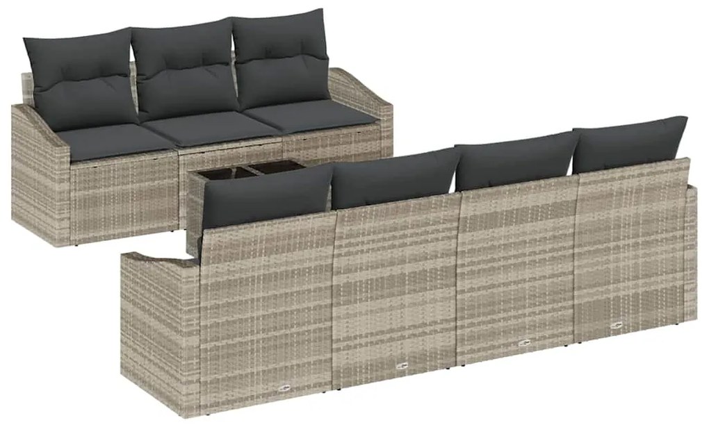 vidaXL Σετ Καναπέ με μαξιλάρι 8 pcs Ανοιχτό γκρι συνθετικό ρατάν