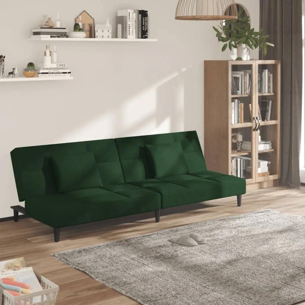 Καναπές Κρεβάτι Διθέσιος Σκ. Πράσινο Βελούδινος &amp; 2 Μαξιλάρια