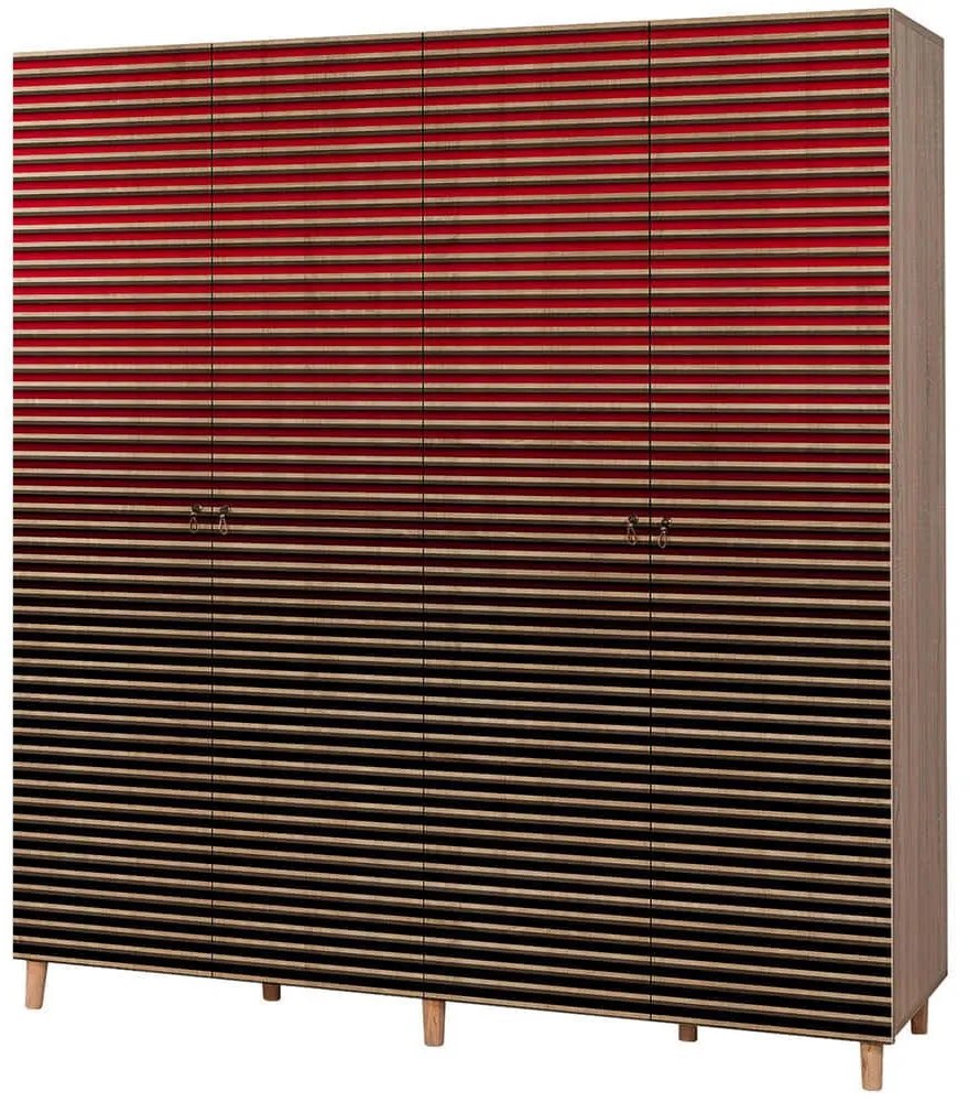Ντουλάπα Τετράφυλλη Imaj 869VEL4241 180x52x192cm Oak-Red Τετράφυλλη