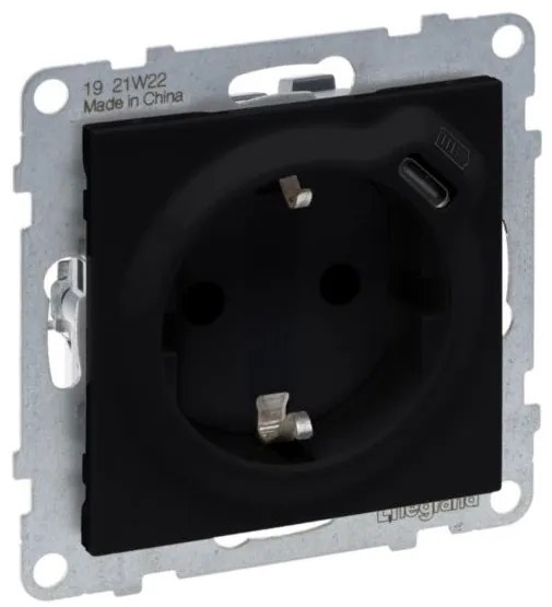 Πρίζα 2π+γ+USB C Φορτ Μαύρο  SEANO 765326 Legrand 765326