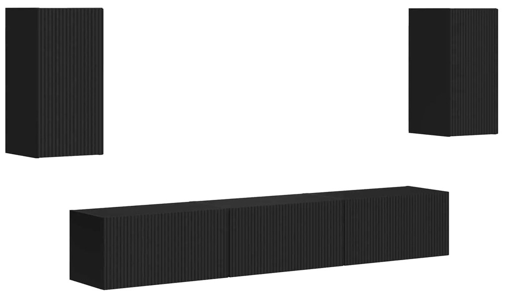 vidaXL Σετ επίπλου τηλεόρασης Επιτοίχιο 3 pcs Μαύρο Επεξεργασμένο ξύλο