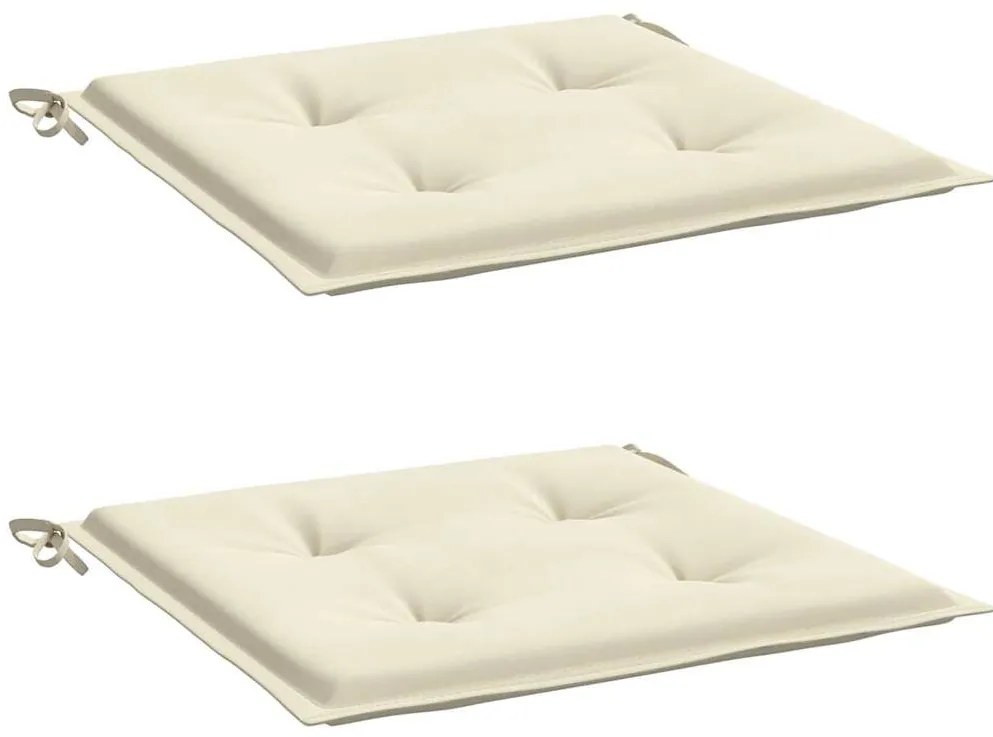 vidaXL Μαξιλάρια Καρέκλας Κήπου 2 τεμ. Κρεμ 40x40x4 εκ. Υφασμάτινα